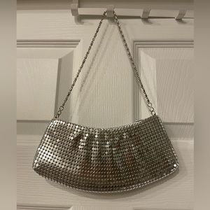 Y2K Silver Sequin Glitter Mesh Beaded Shiny Evening Clutch Shoulder Bag